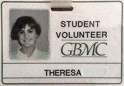 Theresa's student volunteer ID Badge